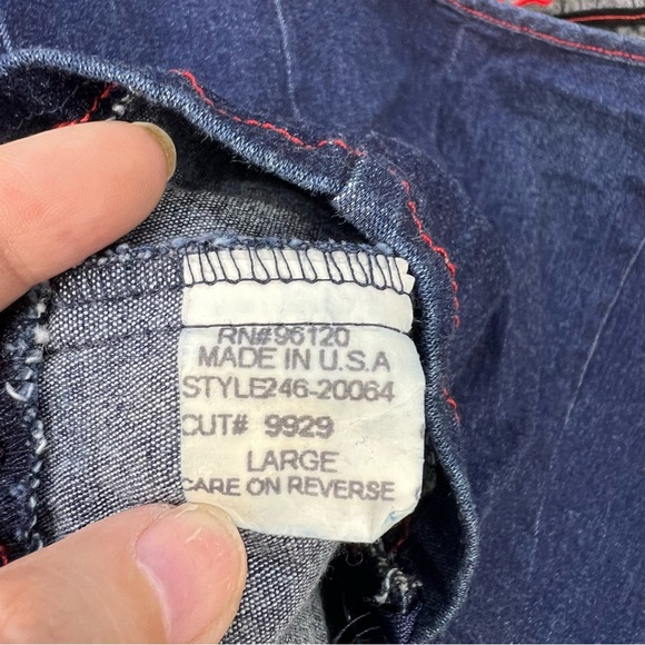 Vtg Hot Kiss Babydoll Crop Top Large Denim Red Detail 90s/Y2K Fitted Strappy EUC - Picture 10 of 11